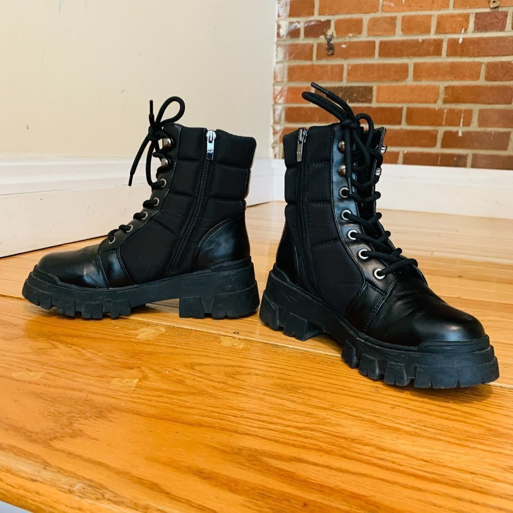 Marc Fisher LTD Womens Black Combat & Lace-up Boots 8 Medium - Picture 13 of 13